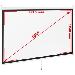 Ekran do projektora półautomatyczny ścienny sufitowy matowy biały 100'' 229.5x145 cm 16:9 FROMM&STARCK