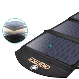 Ładowarka solarna słoneczna USB składana 19W 2xUSB czarna CHOETECH