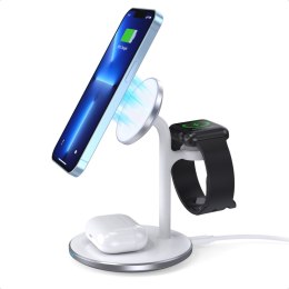 Ładowarka bezprzewodowa indukcyjna ze stojakiem do iPhone Apple Watch AirPods biały CHOETECH