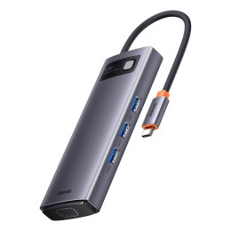 Metal Gleam Series stacja dokująca HUB 6w1 USB-C HDMI 3xUSB 3.2 Power Delivery VGA szary BASEUS