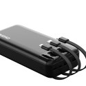 Pojemny powerbank 20000mAh z 3 wbudowanymi kablami USB-C microUSB Lightning czarny DUDAO