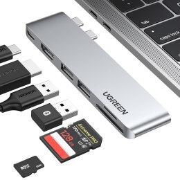 Rozdzielacz portów HUB MacBook Air Pro 2x USB-C HDMI 2x USB 3.0 SD TF PD szary UGREEN