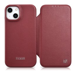Skórzane etui iPhone 14 Plus z klapką magnetyczne MagSafe CE Premium Leather bordowy ICARER