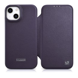 Skórzane etui iPhone 14 z klapką magnetyczne MagSafe CE Premium Leather fioletowy ICARER