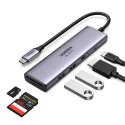 6w1 wielofunkcyjny HUB USB-C - 2x USB HDMI 4K czytnik kart SD i TF USB-C PD 100W szary UGREEN