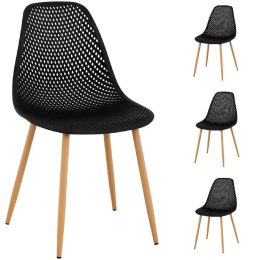Krzesło skandynawskie plastikowe ażurowe ze stalowymi nogami do 150 kg 4 szt. czarne FROMM&STARCK