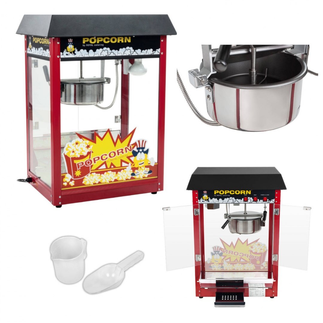 Barowa maszyna do popcornu z czarnym daszkiem Royal Catering Barowa maszyna do popcornu z czarnym daszkiem Royal Catering