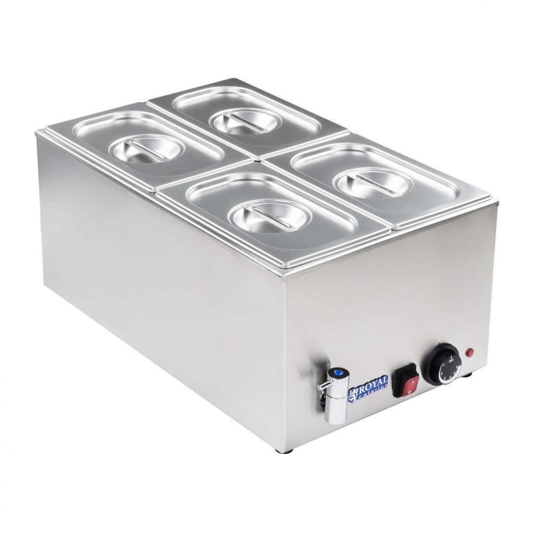 Bemar bufet grzewczy gastronomiczny z kranikiem + 4 GN Z POKRYWKAMI Royal Catering Bemar bufet grzewczy gastronomiczny z kranikiem + 4 GN Z POKRYWKAMI Royal Catering