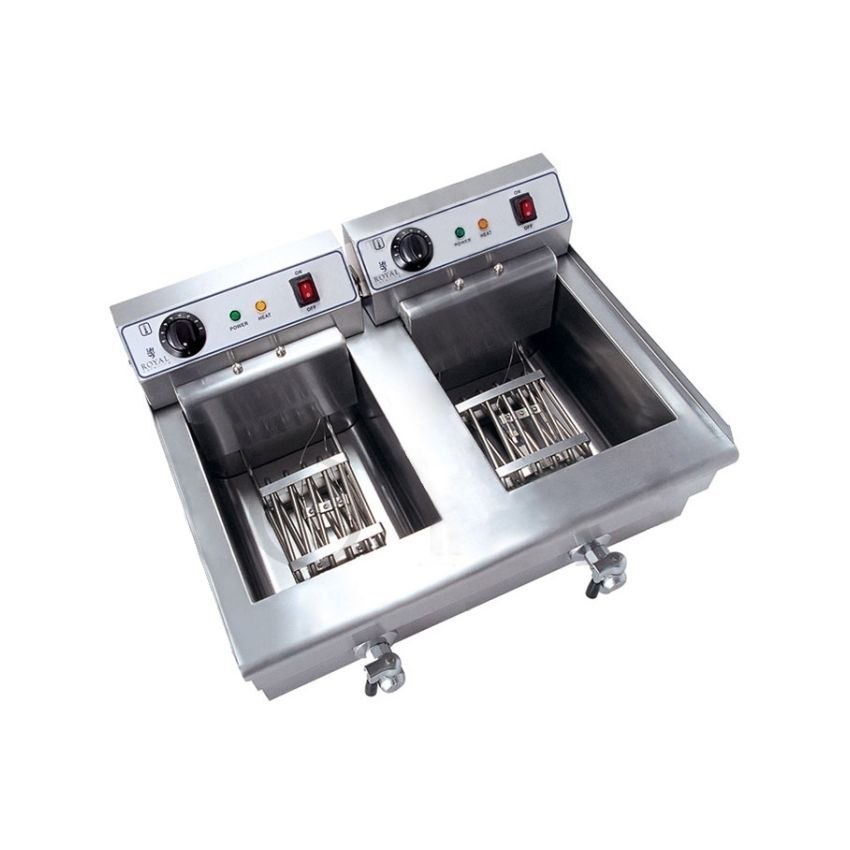Frytownica podwójna dwukomorowa z kranami 2x10L Royal Catering Frytownica podwójna dwukomorowa z kranami 2x10L Royal Catering