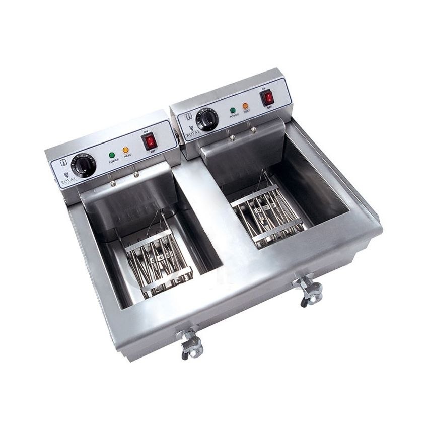 Frytownica podwójna dwukomorowa z kranami 400V - 2x10L Royal Catering Frytownica podwójna dwukomorowa z kranami 400V - 2x10L Royal Catering