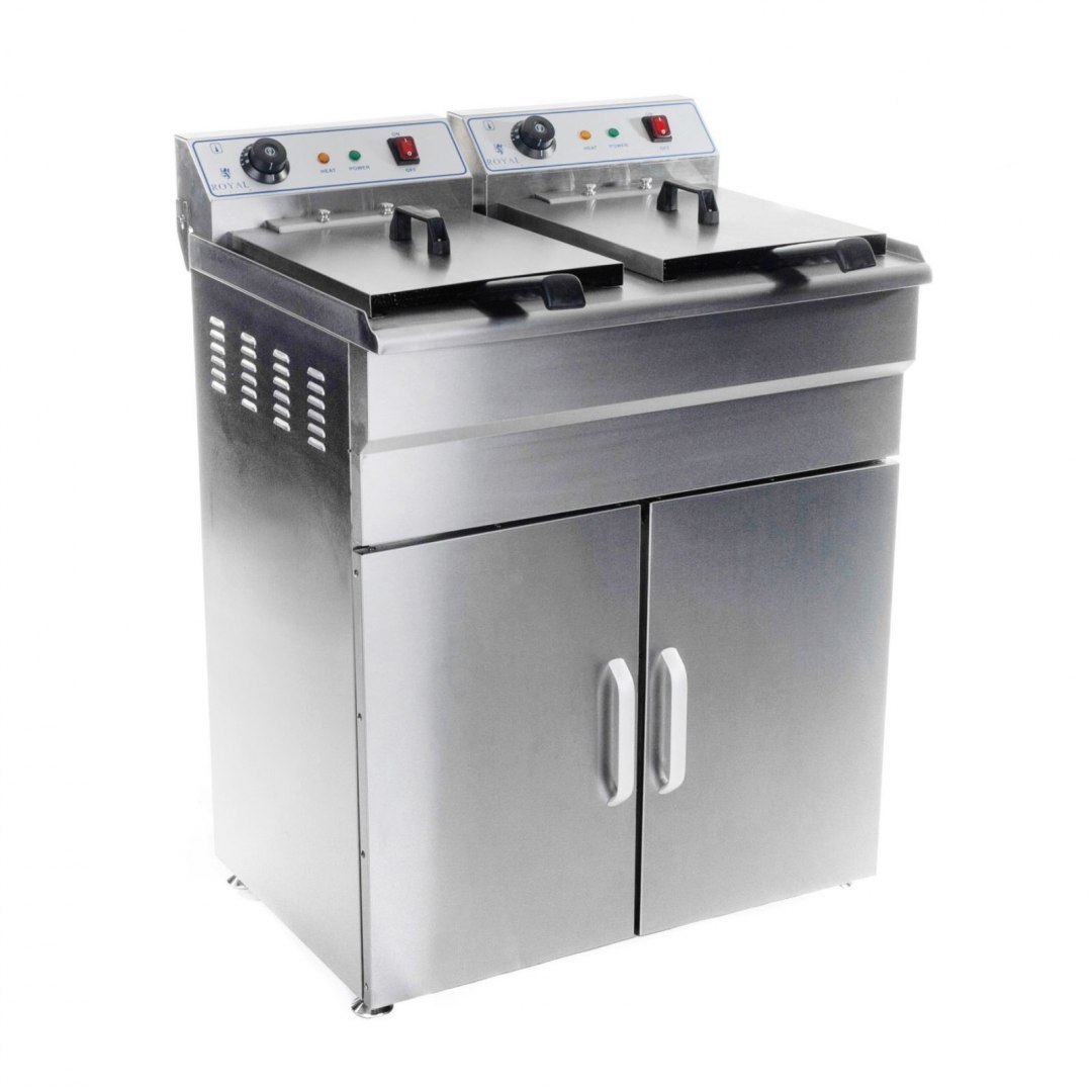 Frytownica podwójna dwukomorowa z szafką 400V - 2x10L Royal Catering Frytownica podwójna dwukomorowa z szafką 400V - 2x10L Royal Catering
