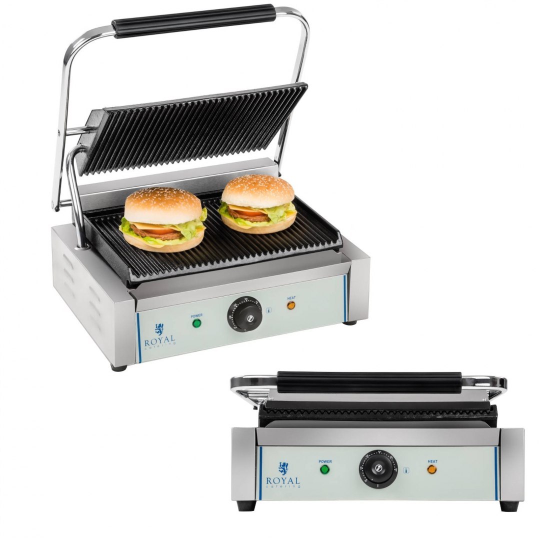 Grill kontaktowy dwustronny ryflowany PANINI Royal Catering Grill kontaktowy dwustronny ryflowany PANINI Royal Catering
