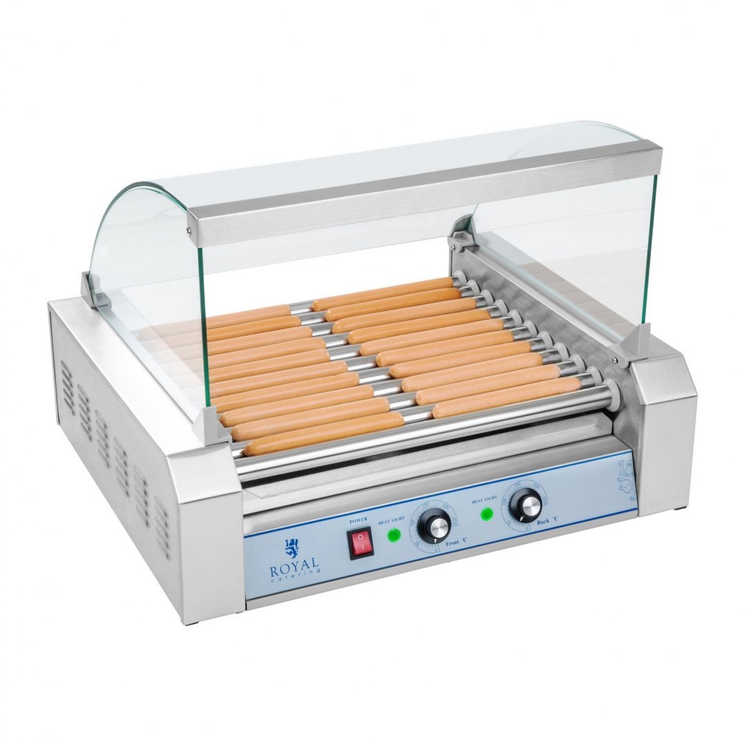 Grill rolkowy z pokrywą roller grill podgrzewacz do parówek 11 rolek Royal Catering Grill rolkowy z pokrywą roller grill podgrzewacz do parówek 11 rolek Royal Catering