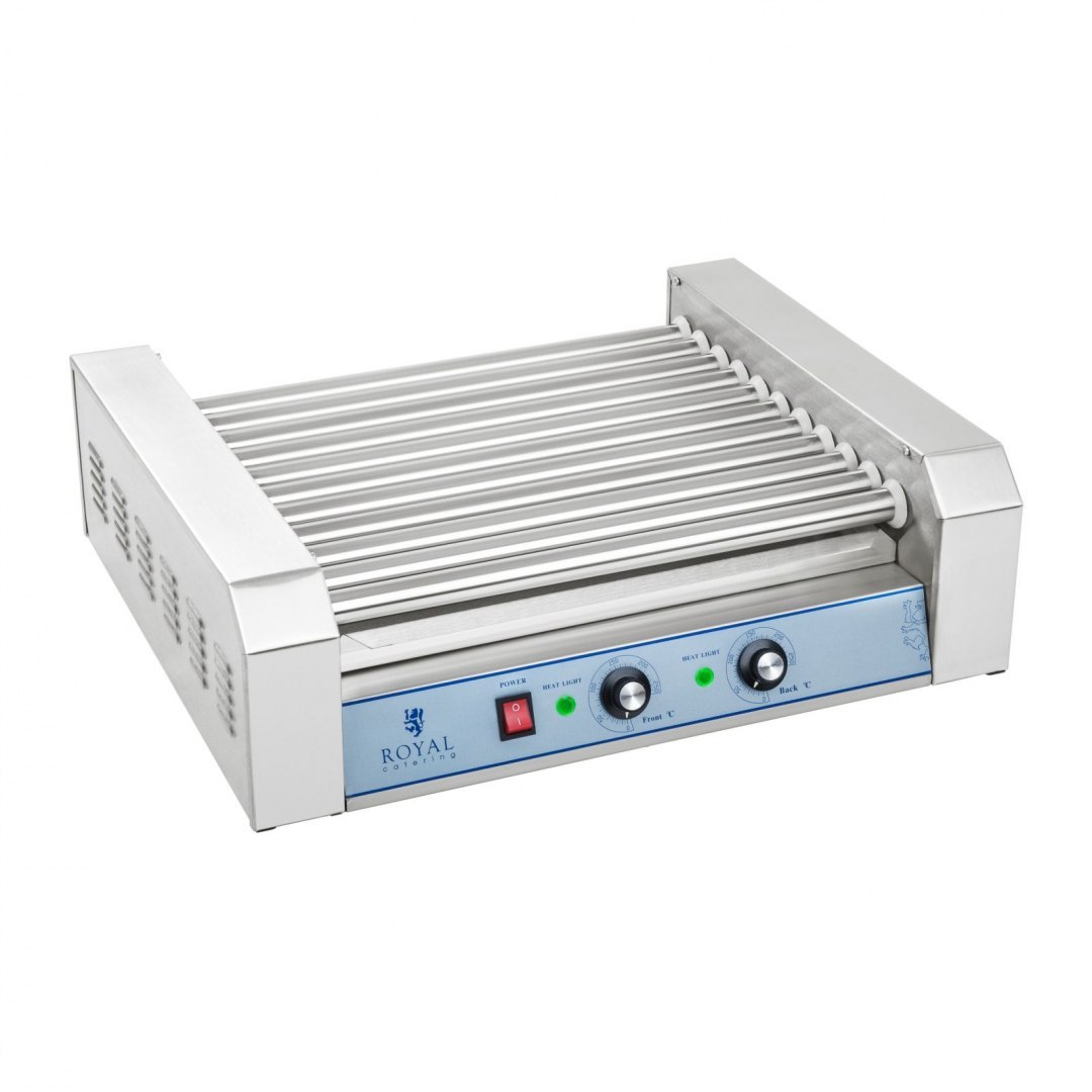 Grill rolkowy z pokrywą roller grill podgrzewacz do parówek 11 rolek Royal Catering Grill rolkowy z pokrywą roller grill podgrzewacz do parówek 11 rolek Royal Catering