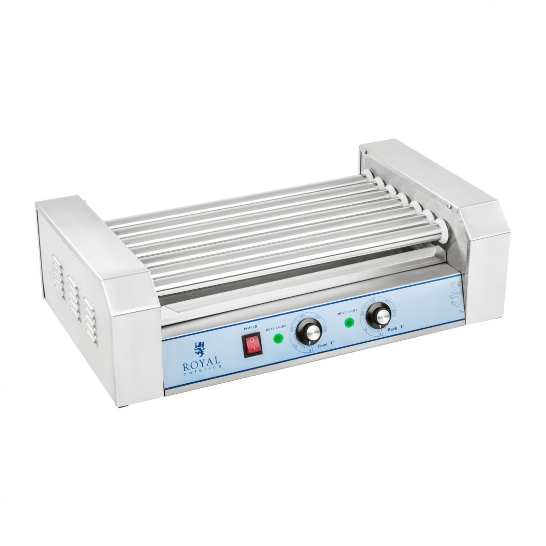 Grill rolkowy z pokrywą roller grill podgrzewacz do parówek 7 rolek Royal Catering Grill rolkowy z pokrywą roller grill podgrzewacz do parówek 7 rolek Royal Catering