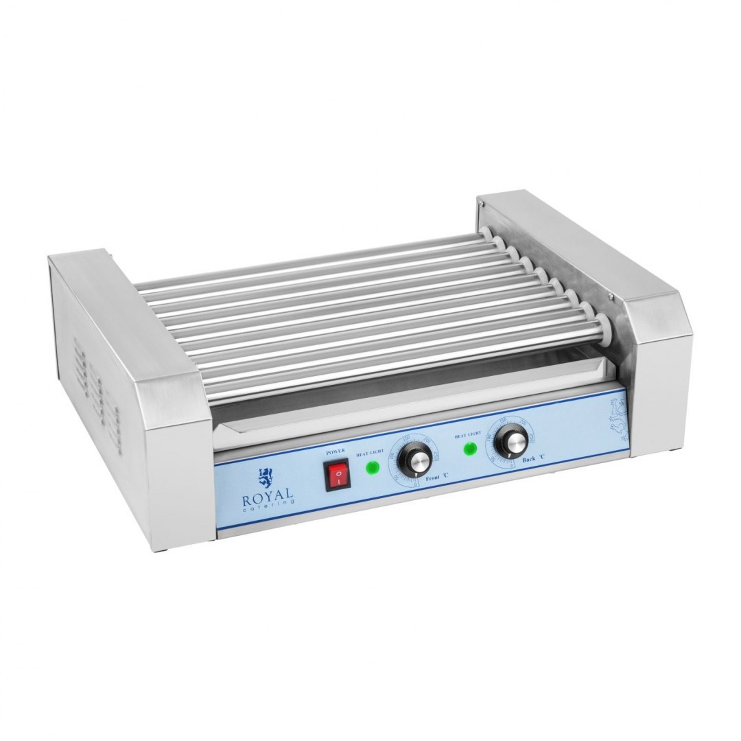 Grill rolkowy z pokrywą roller grill podgrzewacz do parówek 9 rolek Royal Catering Grill rolkowy z pokrywą roller grill podgrzewacz do parówek 9 rolek Royal Catering