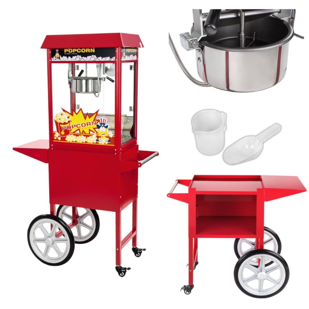 Mobilna maszyna do popcornu z wózkiem na kółkach Royal Catering Mobilna maszyna do popcornu z wózkiem na kółkach Royal Catering