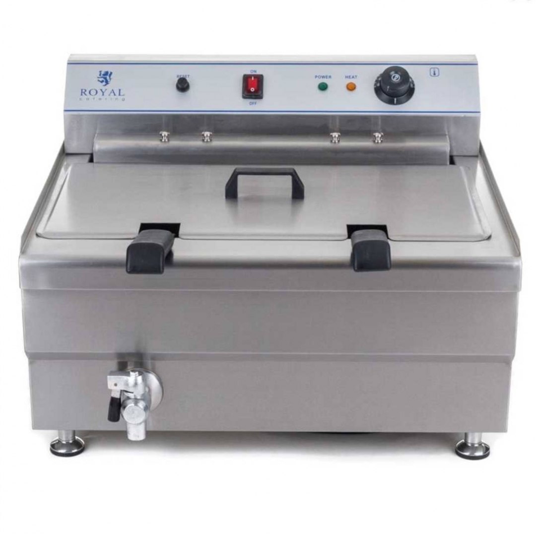 Smażalnik do pączków lub ryb z półką DWA KOSZE 24L Royal Catering Smażalnik do pączków lub ryb z półką DWA KOSZE 24L Royal Catering