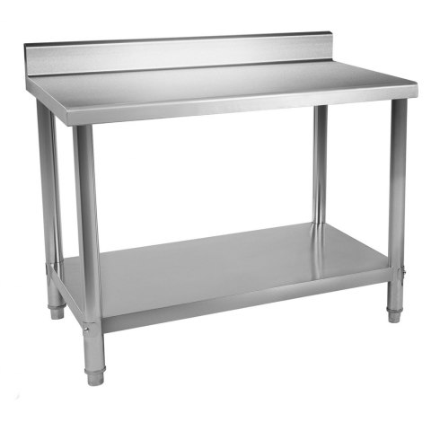 Stół do kuchni blat roboczy ze stali nierdzewnej z rantem i dolną półką 100x70cm Royal Catering Stół do kuchni blat roboczy ze stali nierdzewnej z rantem i dolną półką 100x70cm Royal Catering
