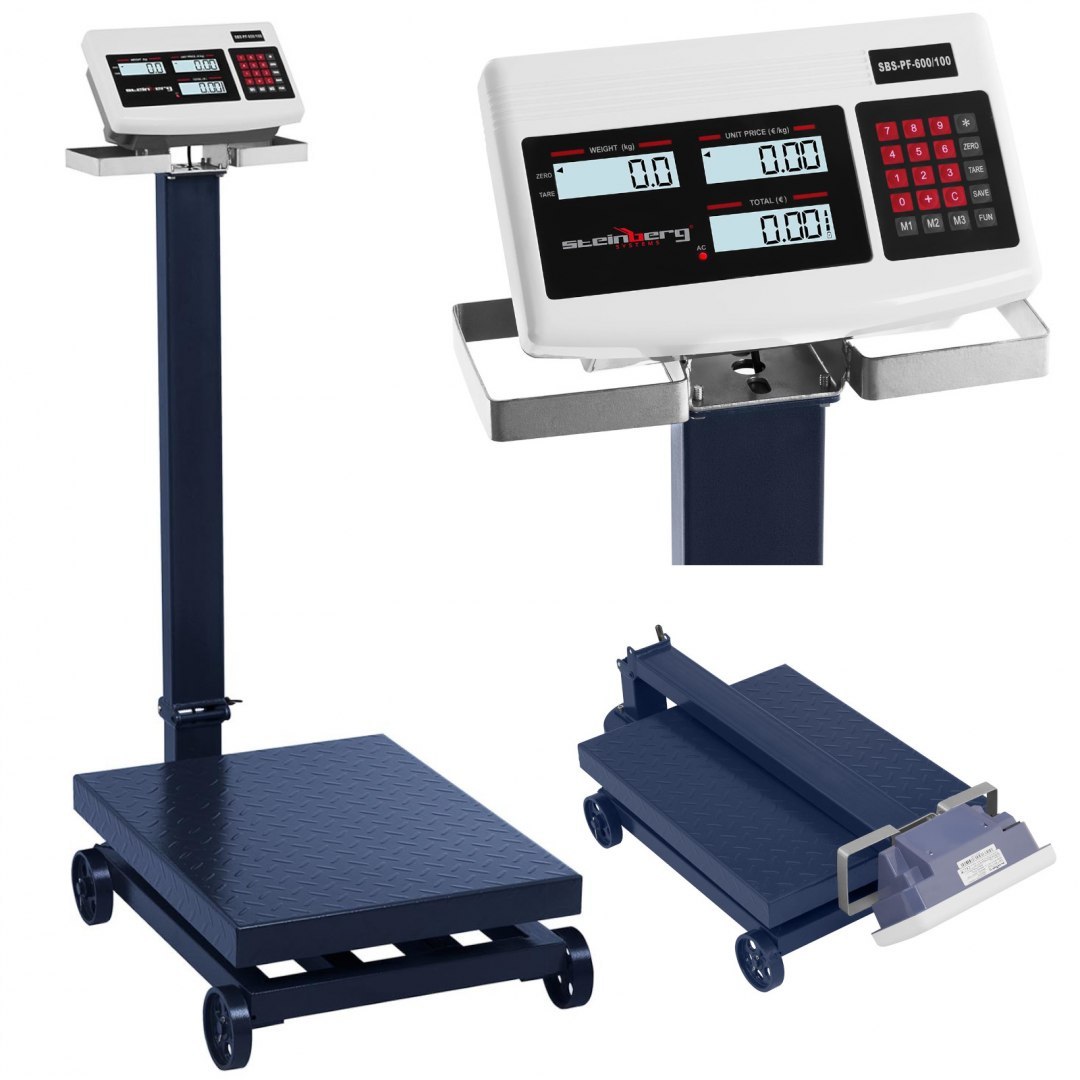 Waga platformowa magazynowa z kółkami SBS-PF-600/100 LCD do 600kg Steinberg Systems Waga platformowa magazynowa z kółkami SBS-PF-600/100 LCD do 600kg Steinberg Systems