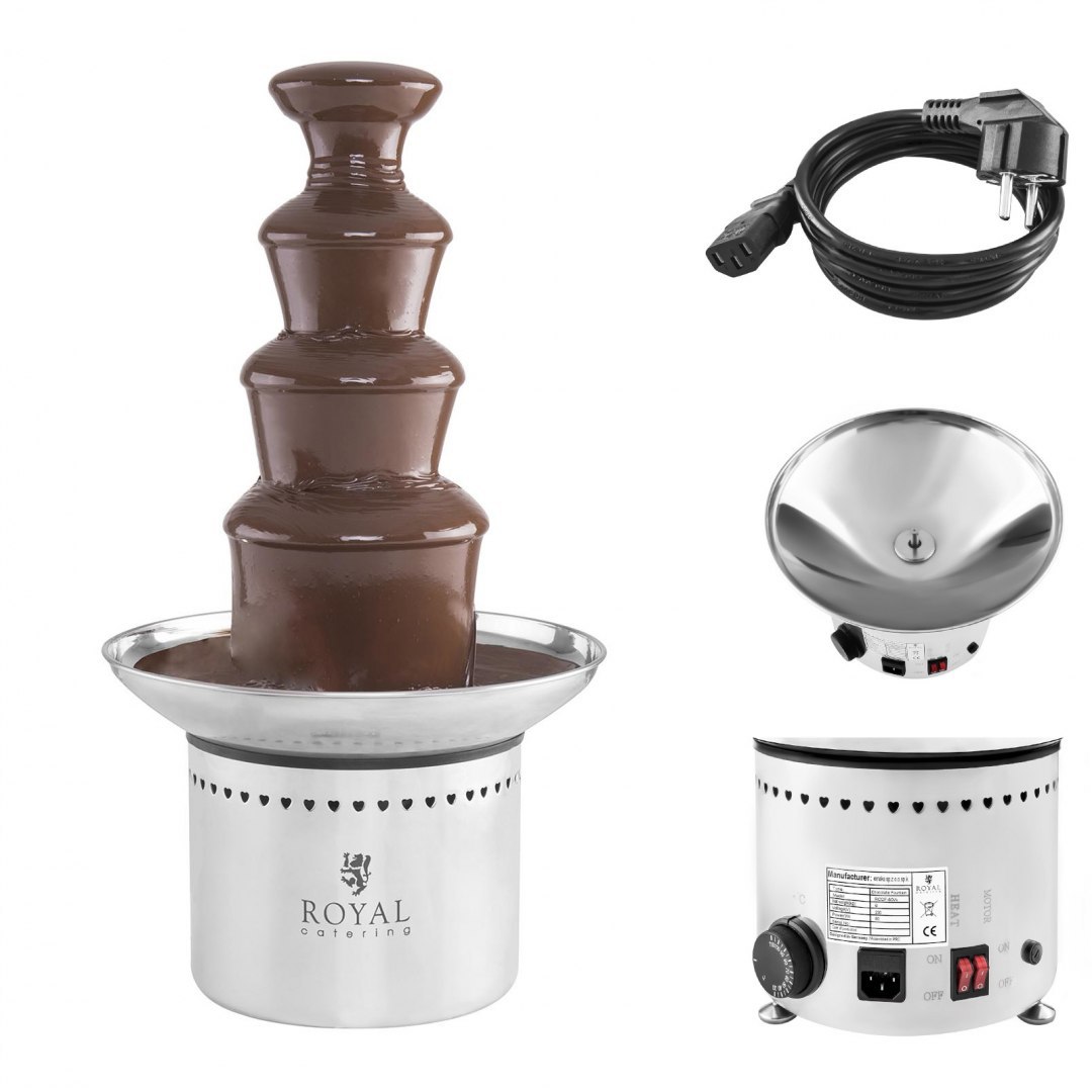 Fontanna do FONDUE z czekolady stalowa 4 piętra 230W Royal Catering Fontanna do FONDUE z czekolady stalowa 4 piętra 230W Royal Catering