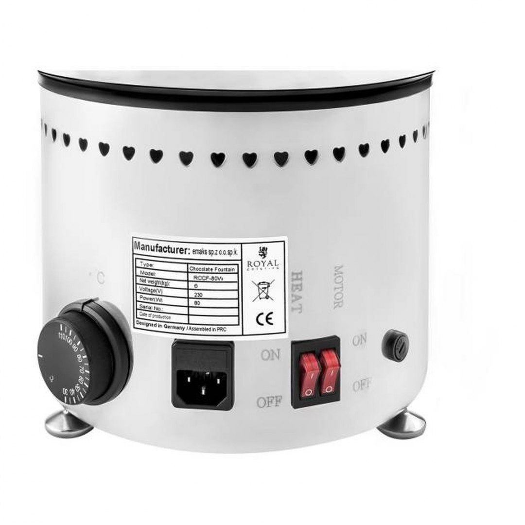 Fontanna do FONDUE z czekolady stalowa 4 piętra 230W Royal Catering Fontanna do FONDUE z czekolady stalowa 4 piętra 230W Royal Catering