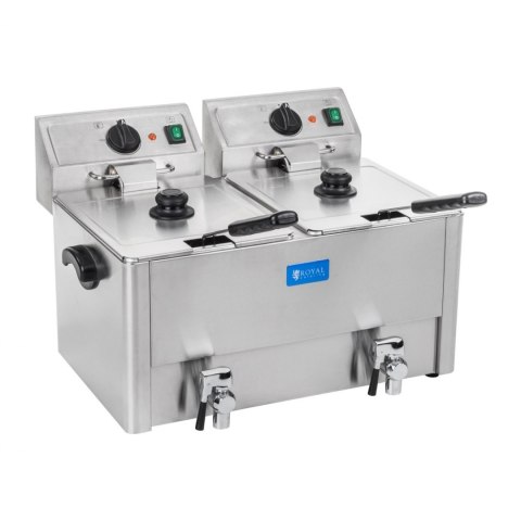 Frytownica elektryczna podwójna z kranami spustowymi termostat EGO 2x8L Royal Catering Frytownica elektryczna podwójna z kranami spustowymi termostat EGO 2x8L Royal Catering