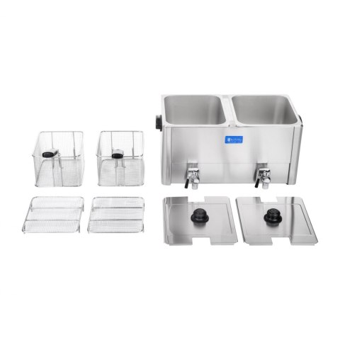 Frytownica elektryczna podwójna z kranami spustowymi termostat EGO 2x8L Royal Catering Frytownica elektryczna podwójna z kranami spustowymi termostat EGO 2x8L Royal Catering