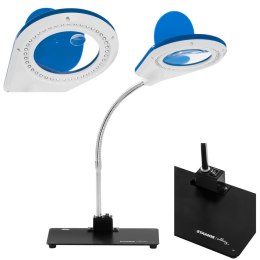 Lampka biurkowa LED bezcieniowa ze szkłem powiększającym 5x/10x - Niebieska Stamos Soldering
