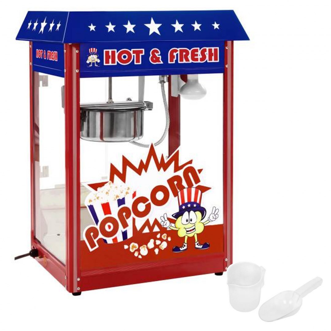 Maszyna do popcornu z niebieskim daszkiem TEFLON 1600W Royal Catering Maszyna do popcornu z niebieskim daszkiem TEFLON 1600W Royal Catering