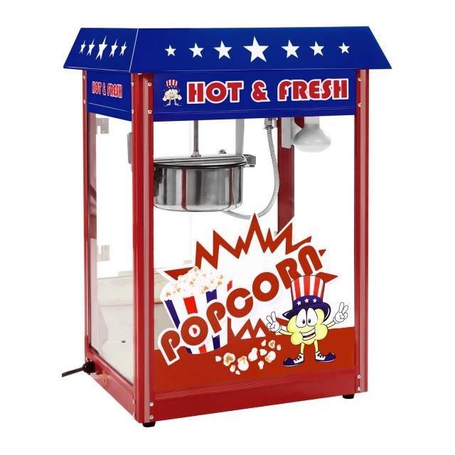 Maszyna do popcornu z niebieskim daszkiem TEFLON 1600W Royal Catering Maszyna do popcornu z niebieskim daszkiem TEFLON 1600W Royal Catering