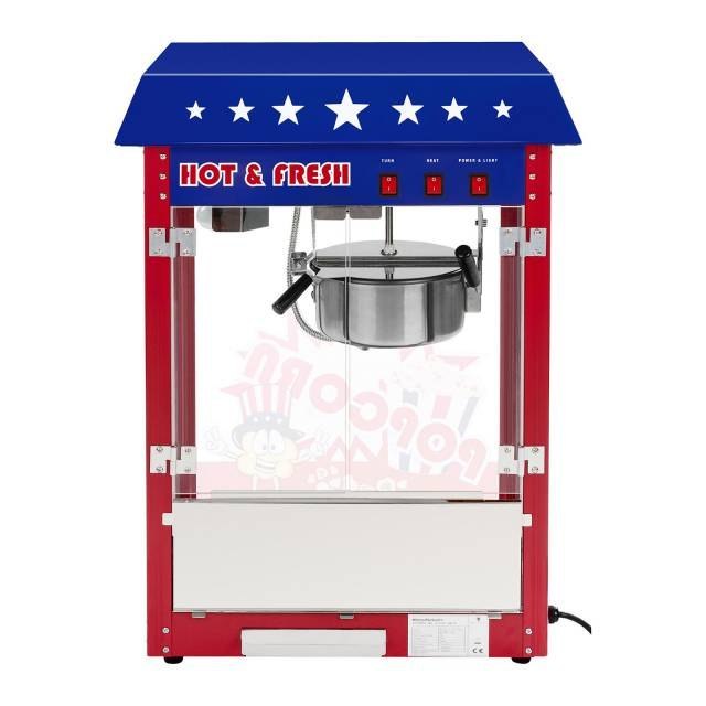 Maszyna do popcornu z niebieskim daszkiem TEFLON 1600W Royal Catering Maszyna do popcornu z niebieskim daszkiem TEFLON 1600W Royal Catering