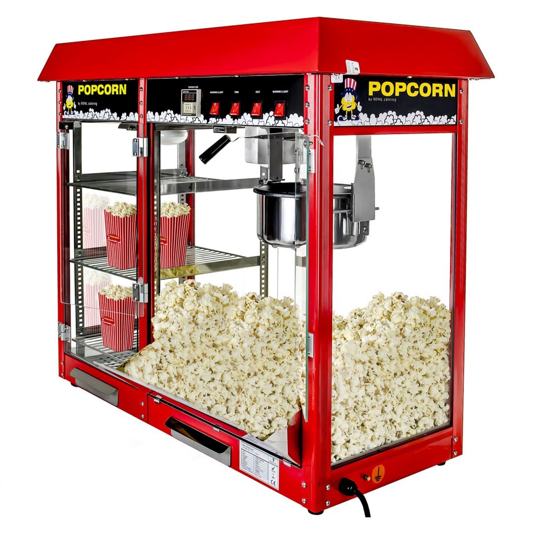 Maszyna do popcornu z witryną grzewczą Royal Catering Royal Catering Maszyna do popcornu z witryną grzewczą Royal Catering Royal Catering