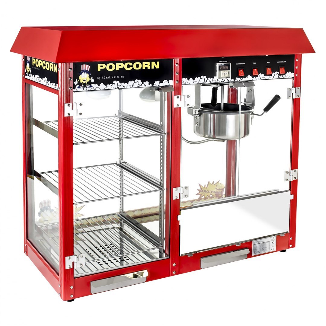 Maszyna do popcornu z witryną grzewczą Royal Catering Royal Catering Maszyna do popcornu z witryną grzewczą Royal Catering Royal Catering