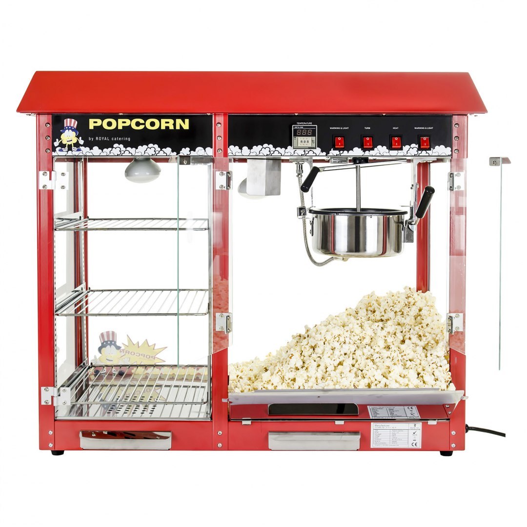 Maszyna do popcornu z witryną grzewczą Royal Catering Royal Catering Maszyna do popcornu z witryną grzewczą Royal Catering Royal Catering