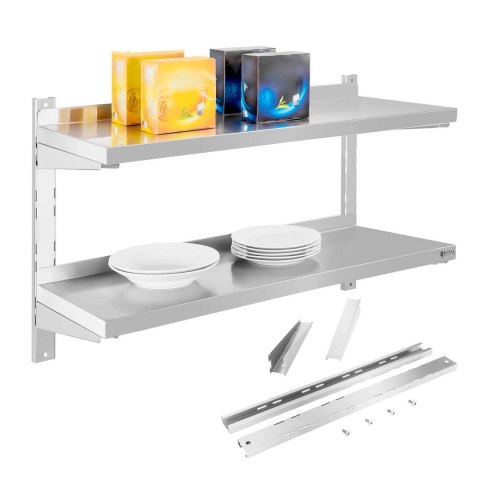 Półka ścienna stalowa wisząca podwójna z regulacją 80cm Royal Catering Półka ścienna stalowa wisząca podwójna z regulacją 80cm Royal Catering
