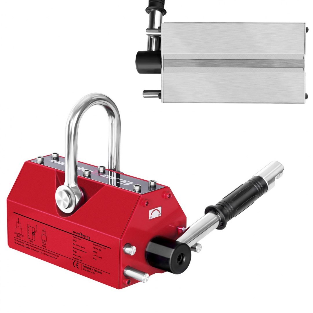 Ręczny podnośnik chwytak magnetyczny do blach i profili do 2000kg 2T Steinberg Systems Ręczny podnośnik chwytak magnetyczny do blach i profili do 2000kg 2T Steinberg Systems