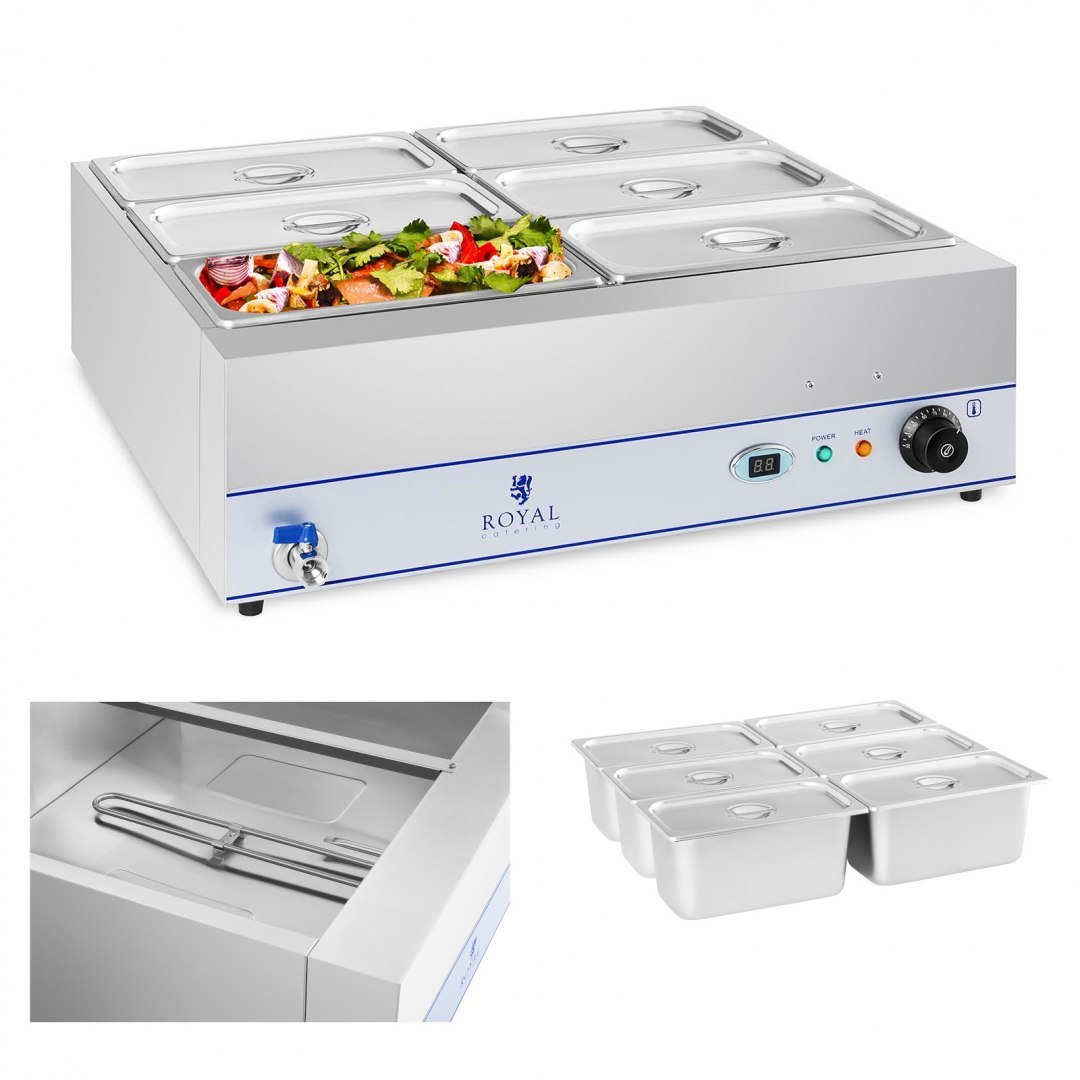 Bemar podgrzewacz wodny z kranem 6 x GN 1/3 2000W 230V Royal Catering Royal Catering Bemar podgrzewacz wodny z kranem 6 x GN 1/3 2000W 230V Royal Catering Royal Catering