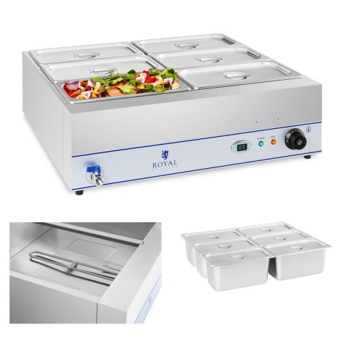 Bemar podgrzewacz wodny z kranem 6 x GN 1/3 2000W 230V Royal Catering Royal Catering Bemar podgrzewacz wodny z kranem 6 x GN 1/3 2000W 230V Royal Catering Royal Catering
