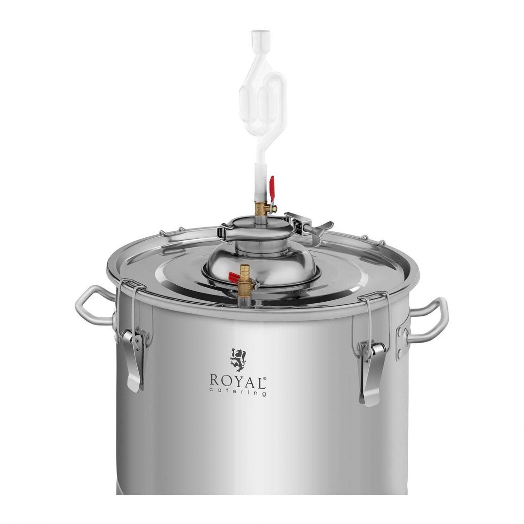 Destylator urządzenie do destylacji 4 etapy chłodzenia 30L + termometr analogowy Royal Catering Destylator urządzenie do destylacji 4 etapy chłodzenia 30L + termometr analogowy Royal Catering