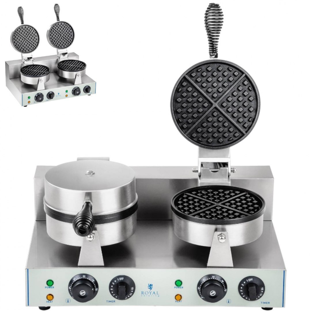 Gofrownica okrągła podwójna TEFLON gofry o średnicy 18,5cm Royal Catering Gofrownica okrągła podwójna TEFLON gofry o średnicy 18,5cm Royal Catering