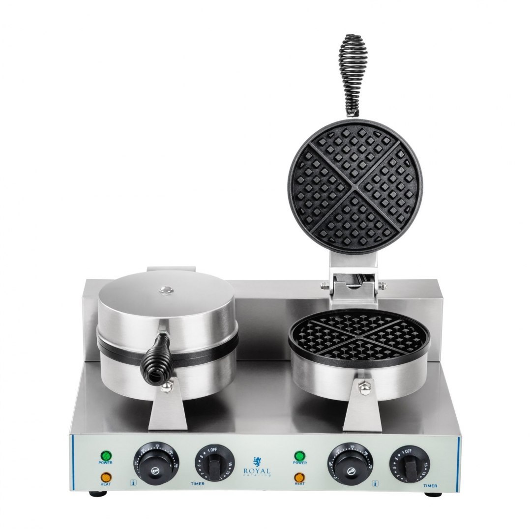 Gofrownica okrągła podwójna TEFLON gofry o średnicy 18,5cm Royal Catering Gofrownica okrągła podwójna TEFLON gofry o średnicy 18,5cm Royal Catering