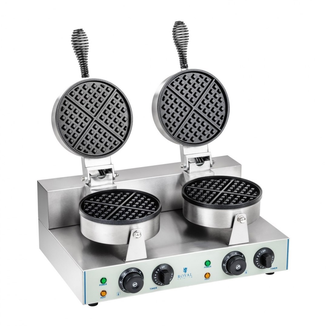 Gofrownica okrągła podwójna TEFLON gofry o średnicy 18,5cm Royal Catering Gofrownica okrągła podwójna TEFLON gofry o średnicy 18,5cm Royal Catering