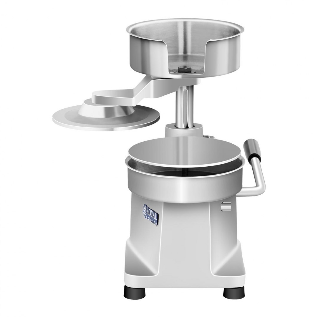 Ręczna prasa maszynka do hamburgerów burgerów o śr. 15cm + 500 szt. papierowych krążków Royal Catering Ręczna prasa maszynka do hamburgerów burgerów o śr. 15cm + 500 szt. papierowych krążków Royal Catering