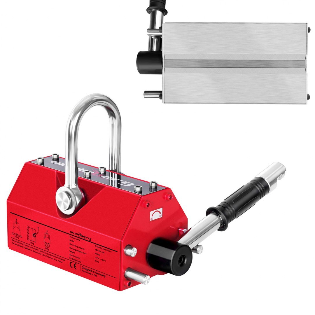 Ręczny podnośnik chwytak magnetyczny do blach i profili do 600kg Steinberg Systems Ręczny podnośnik chwytak magnetyczny do blach i profili do 600kg Steinberg Systems