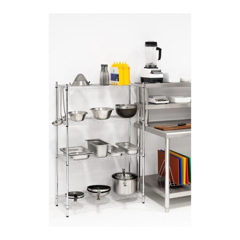 Regał magazynowy druciany ażurowy chromowany 137x90x35cm do 120kg Royal Catering Regał magazynowy druciany ażurowy chromowany 137x90x35cm do 120kg Royal Catering