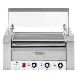 Roller grill rolkowy z osłoną i szufladą grzewczą do bułek 16 parówek HotDog 2200W 230V Royal Catering Royal Catering