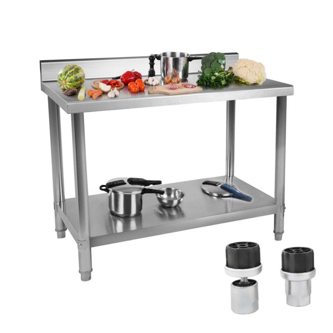 Stół do kuchni blat roboczy ze stali nierdzewnej z rantem i dolną półką 150x60cm Royal Catering Stół do kuchni blat roboczy ze stali nierdzewnej z rantem i dolną półką 150x60cm Royal Catering