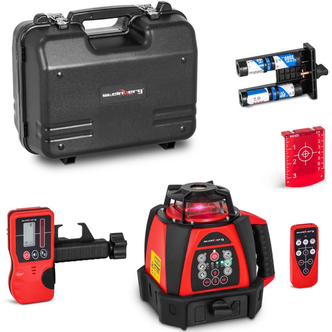 Laser obrotowy niwelator laserowy budowlany czerwony ±5 mm zasięg 500m Steinberg Systems Laser obrotowy niwelator laserowy budowlany czerwony ±5 mm zasięg 500m Steinberg Systems