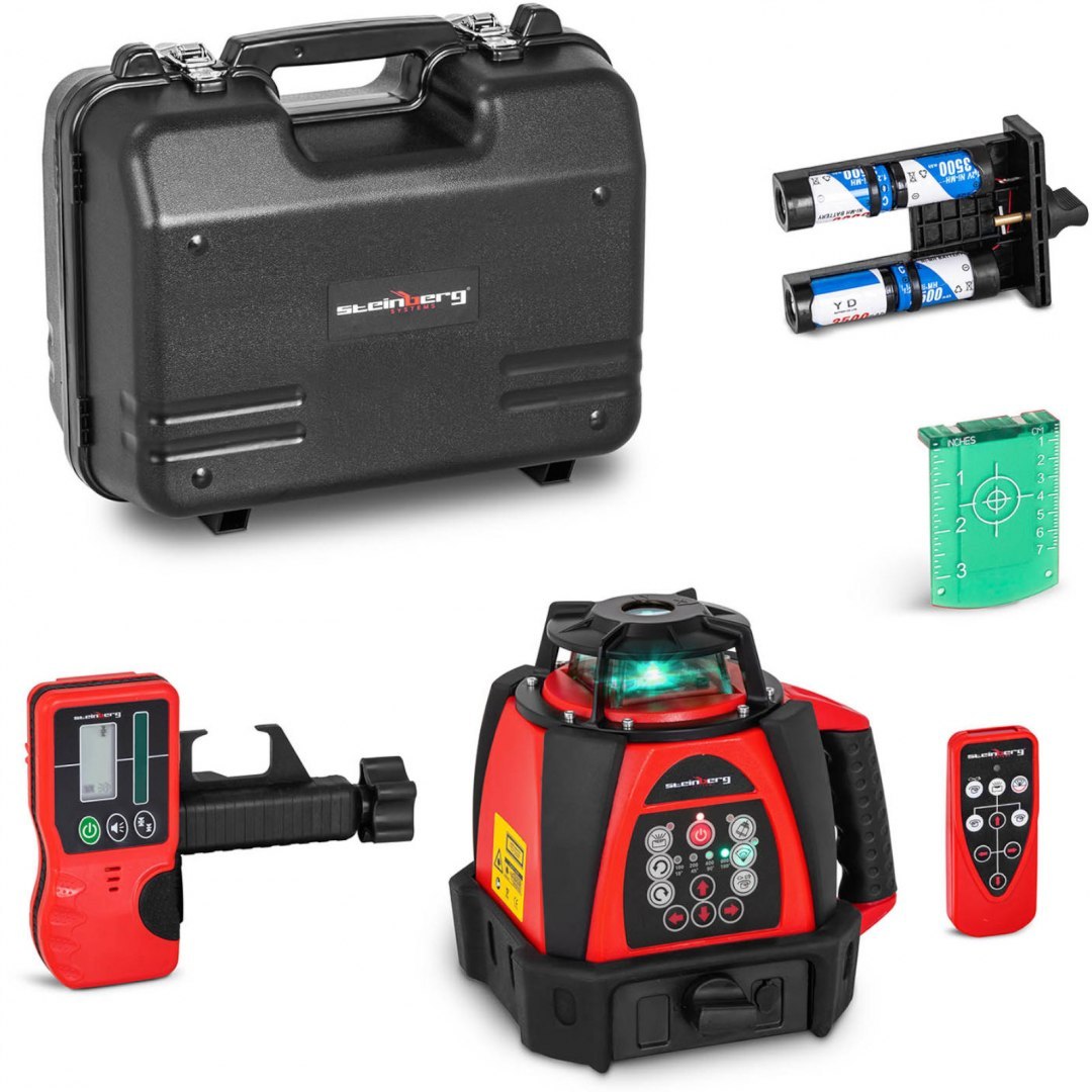 Laser obrotowy niwelator laserowy budowlany z detektorem zielony zasięg 500m Steinberg Systems Laser obrotowy niwelator laserowy budowlany z detektorem zielony zasięg 500m Steinberg Systems